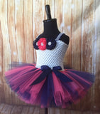 Ivory Navy Coral Tutu, Navy Flower Girl Dress, Girls Navy Coral Tutu Dress - Little Ladybug Tutus