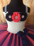 Ivory Navy Coral Tutu, Navy Flower Girl Dress, Girls Navy Coral Tutu Dress - Little Ladybug Tutus