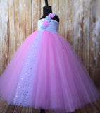 Pink Tutu Dress, Pink Flower Gold Dress, Pink Photography Prop Dress - Little Ladybug Tutus
