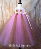 Pink & Gold Tutu, Pink and Gold Flower Gold Dress, Pink and Gold Photography Prop Dress - Little Ladybug Tutus