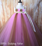 Pink & Gold Tutu, Pink and Gold Flower Gold Dress, Pink and Gold Photography Prop Dress - Little Ladybug Tutus