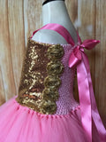 Gold & Pink Tutu, Gold and Pink Girls Tutu Dress, Girls Pink & Gold Pageant Tutu - Little Ladybug Tutus
