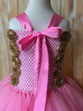 Gold & Pink Tutu, Gold and Pink Girls Tutu Dress, Girls Pink & Gold Pageant Tutu - Little Ladybug Tutus
