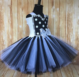 Black & White Polka Dot Tutu Dress, Girls Black and White Tutu, Girls Party Dress - Little Ladybug Tutus