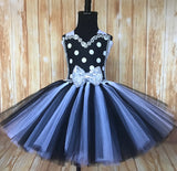 Black & White Polka Dot Tutu Dress, Girls Black and White Tutu, Girls Party Dress - Little Ladybug Tutus