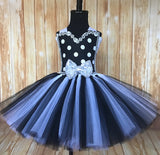 Black & White Polka Dot Tutu Dress, Girls Black and White Tutu, Girls Party Dress - Little Ladybug Tutus