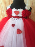 Valentines Day Tutu Dress, Valentine's Day Tutu Dress, Girls Cupid Tutu, Girls Cupid Dress, Red Valentines Day Tutu, Red and White Valentine's Day Tutu, Red Cupid Tutu Dress, Valentine's Day Photo Session Tutu Dress, Red and White Empire Waist Tutu - Little Ladybug Tutus