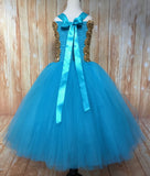 Turquoise & Gold Tutu, Girls Turquoise Gold Dress, Turquoise Flower Girl Dress - Little Ladybug Tutus