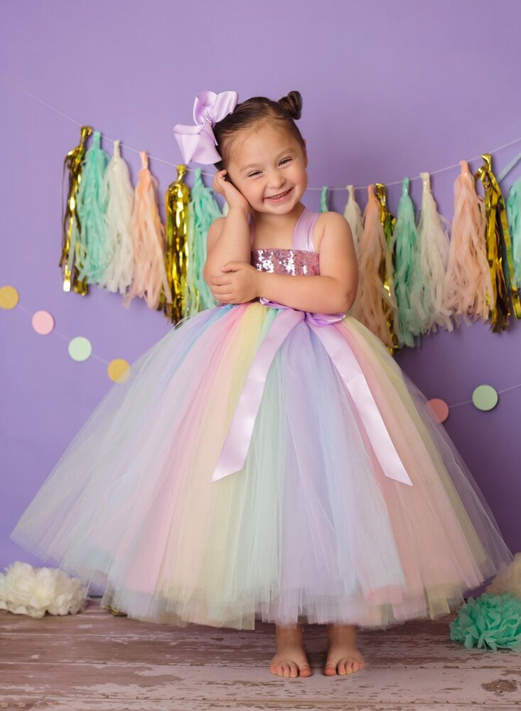 Pastel Rainbow Tutu Dress, Rainbow Unicorn Tutu Dress