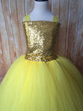 ﻿Gold & Yellow Tutu, Gold and Yellow Tutu Dress, Girls Yellow & Gold Tutu, Girls Gold and Yellow Tutu, Gold Flower Girl Tutu, Gold Pageant Tutu, Yellow Tutu, Yellow Tutu Dress, Girls Yellow Flower Girl Dress, Yellow Wedding - Little Ladybug Tutus