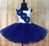 Royal Blue and White Ribbon Trimmed Tutu, Blue Tutu Dress - Little Ladybug Tutus