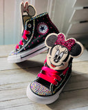 Minnie Mouse Blinged Converse, Big Kids Shoe Size 3-6