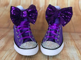Purple Touch of Bling Converse Sneakers, Little Kids Shoe Size 11-3