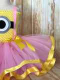 Minion Ribbon Tutu, Minion Tutu Dress, Pink Minion Costume, Girls Pink Minion Dress