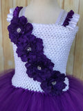 Purple and White Ribbon Trim Tutu, Purple Tutu Dress - Little Ladybug Tutus