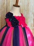 Navy & Fuchsia Flower Girl Dress,  Navy & Fuchsia Flower Girl Dress