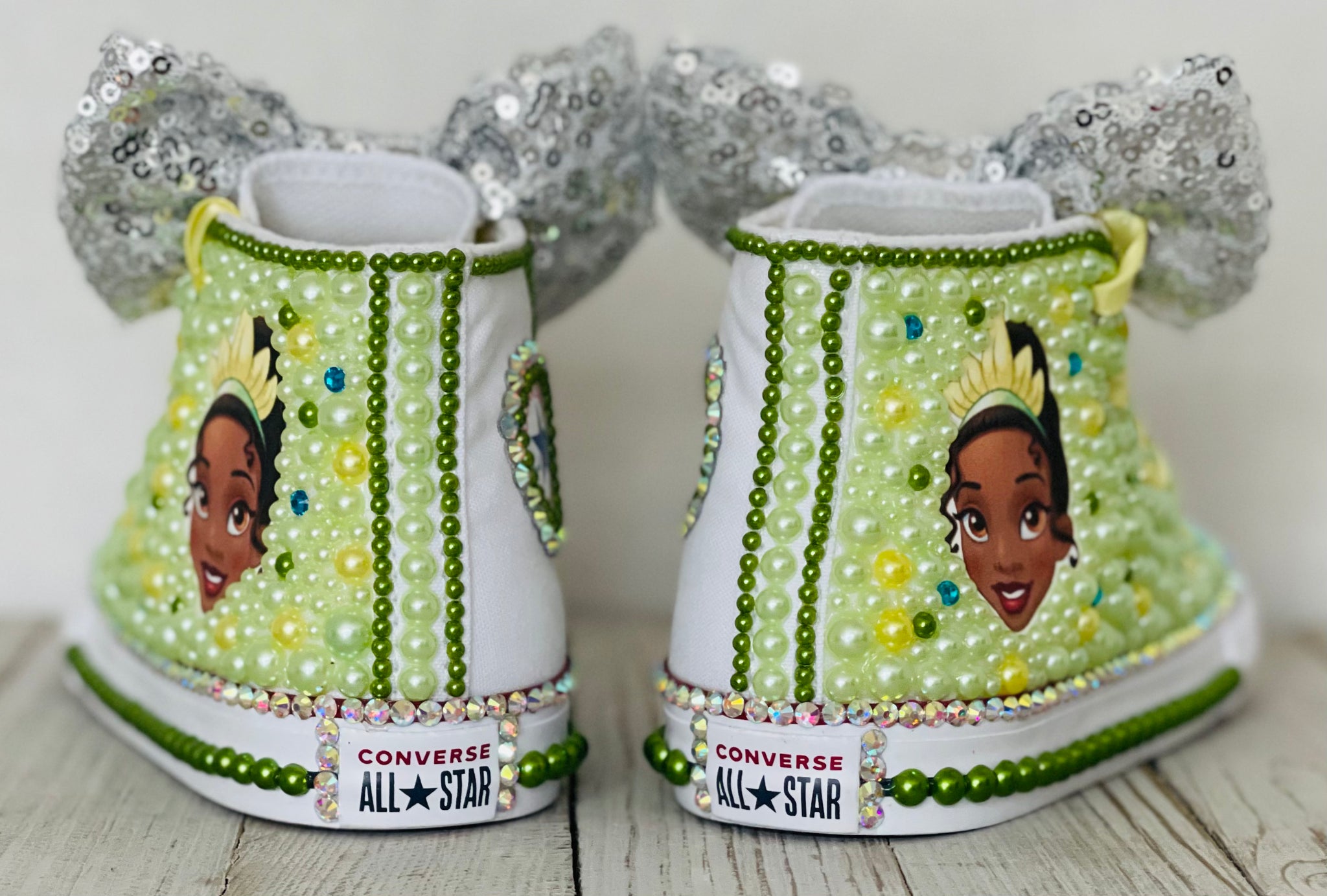 Princess Tiana Custom Converse, Kids Shoe Size 10-3