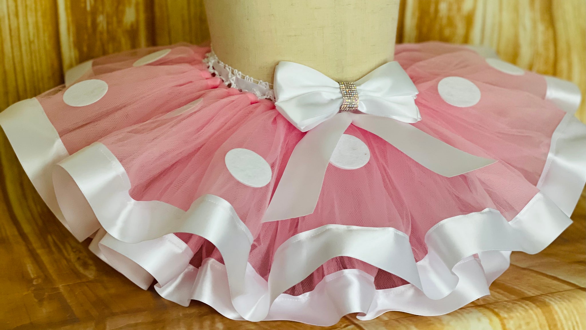 Baby Girls Pink Minnie Tutu Skirt Outfit for Kids Polka Dots Princess  Costumes for Birthday Party