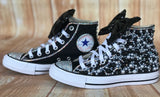 Black and White Blinged Custom Converse, Little Kids Shoe Size 10-2