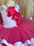 Pink and White Ribbon Trim Tutu, Pink Tutu Dress - Little Ladybug Tutus