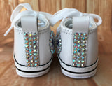 Blinged White Converse Sneakers, Infants and Toddler Size 1-3