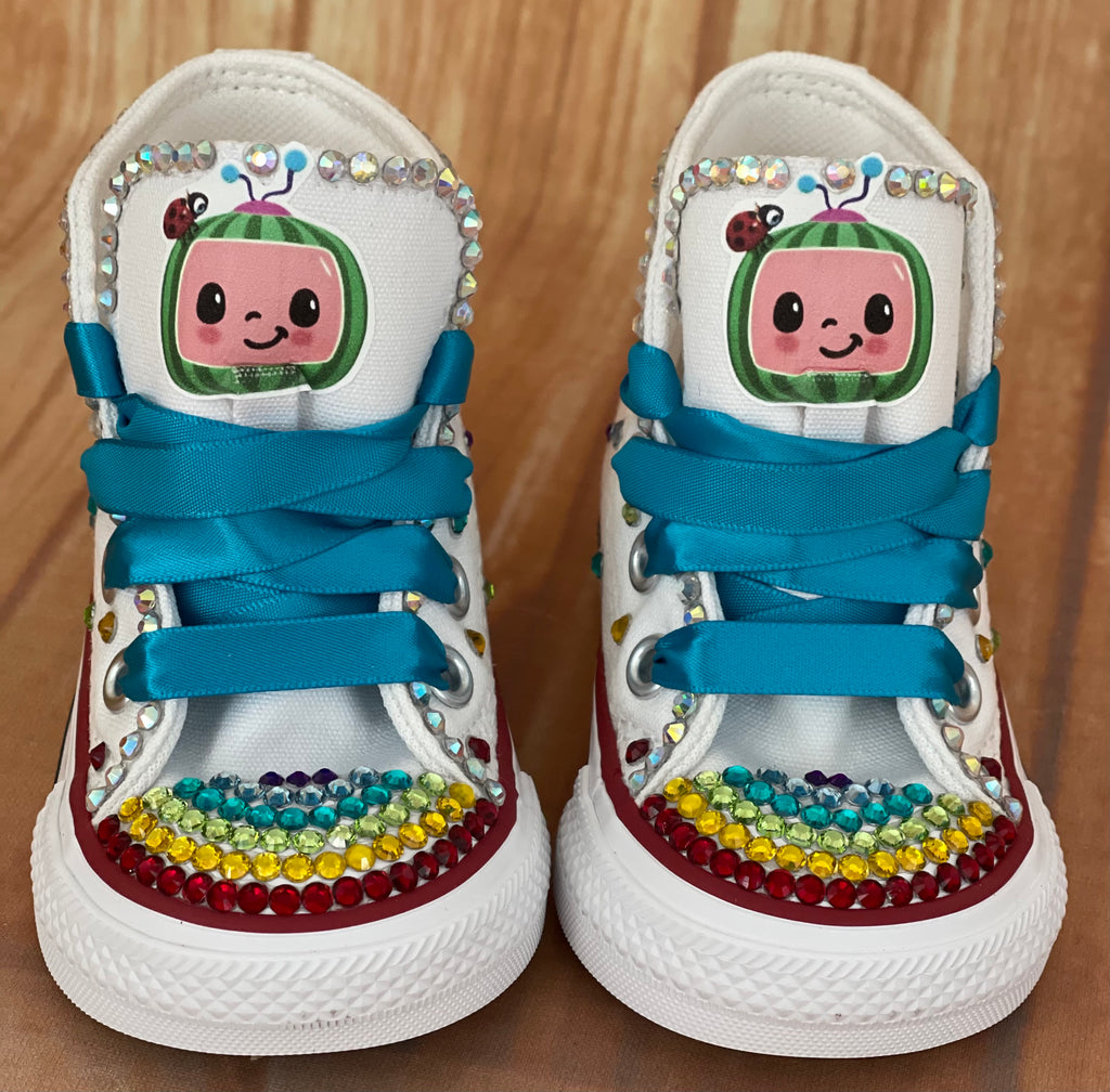 Cocomelon Blinged Converse Sneakers, Infants and Toddler Shoe Size 2-9