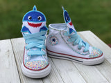 Baby Shark Converse Sneakers, Little Kids Shoe Size 10-2, Blue Baby Shark