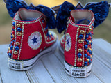 Wonder Woman Blinged Converse, Infants and Toddler Shoe Size 2-9 (Hard Sole)