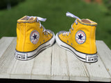 Yellow Blinged Converse Sneakers, Infants and Toddler Shoe Size 2-9 (Hard Sole)
