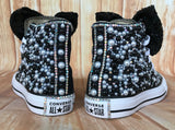 Black and White Blinged Converse, Big Kids Shoe Size 3-6