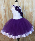 Purple and White Ribbon Trim Tutu, Purple Tutu Dress - Little Ladybug Tutus