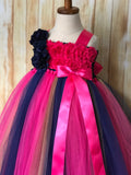 Navy & Fuchsia Flower Girl Dress,  Navy & Fuchsia Flower Girl Dress