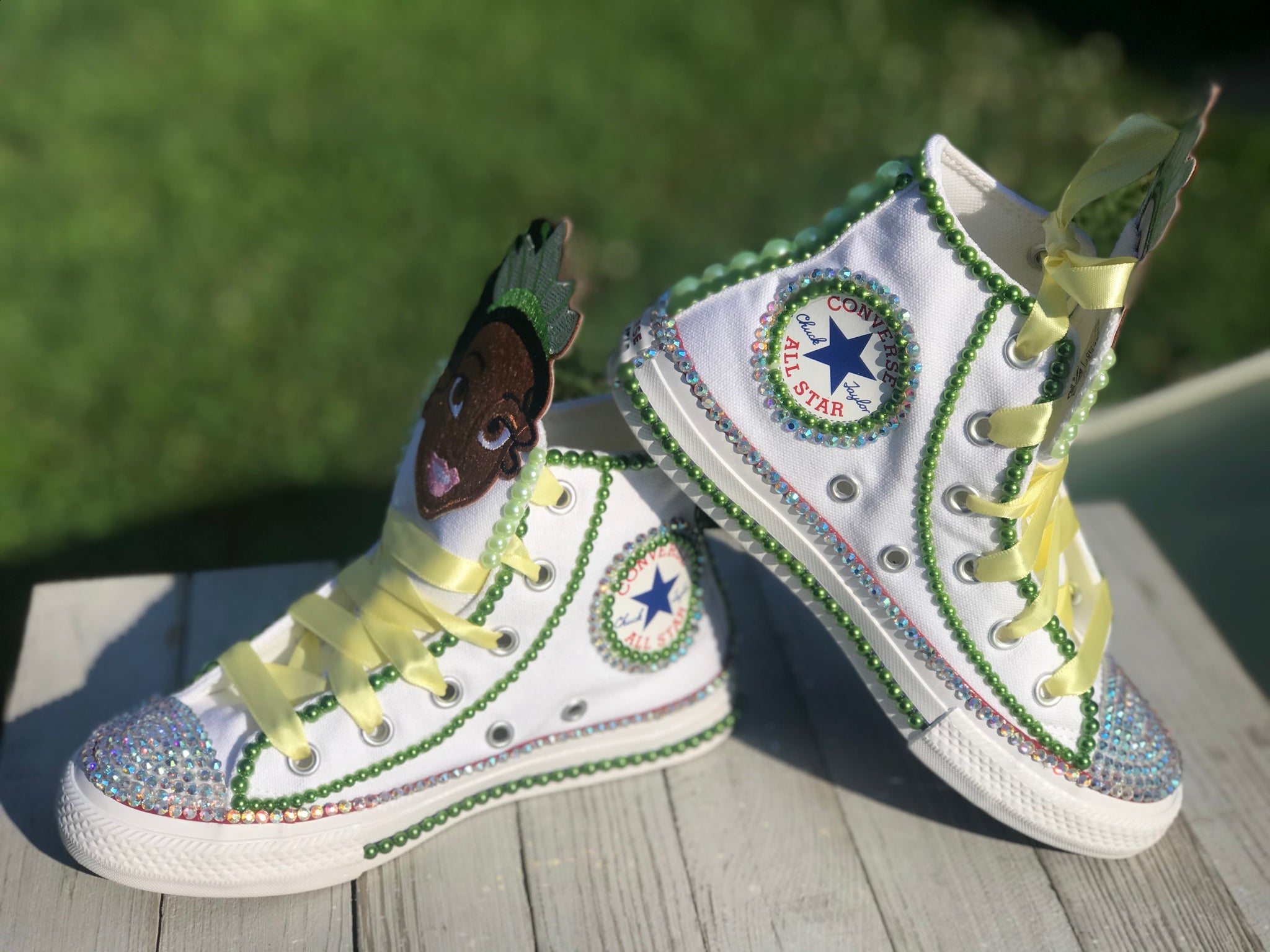 Princess Tiana Custom Converse, Kids Shoe Size 10-3