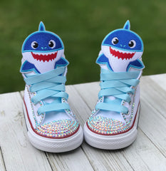 Baby Shark Sneakers, Big Kids Shoe Size 3-6, Blue Baby Shark