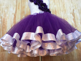 Purple and White Ribbon Trim Tutu, Purple Tutu Dress - Little Ladybug Tutus