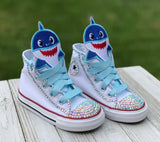 Baby Shark Sneakers, Infants and Toddler Shoe Size 2-9 (Hard Sole), Blue Baby Shark
