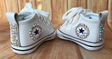 Blinged White Converse Sneakers, Infants and Toddler Size 1-3