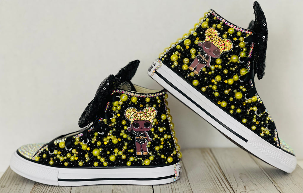 LOL Surprise Doll Queen Bee Converse Sneakers, Infants and Toddler Shoe Size 2-9(Hard Sole)