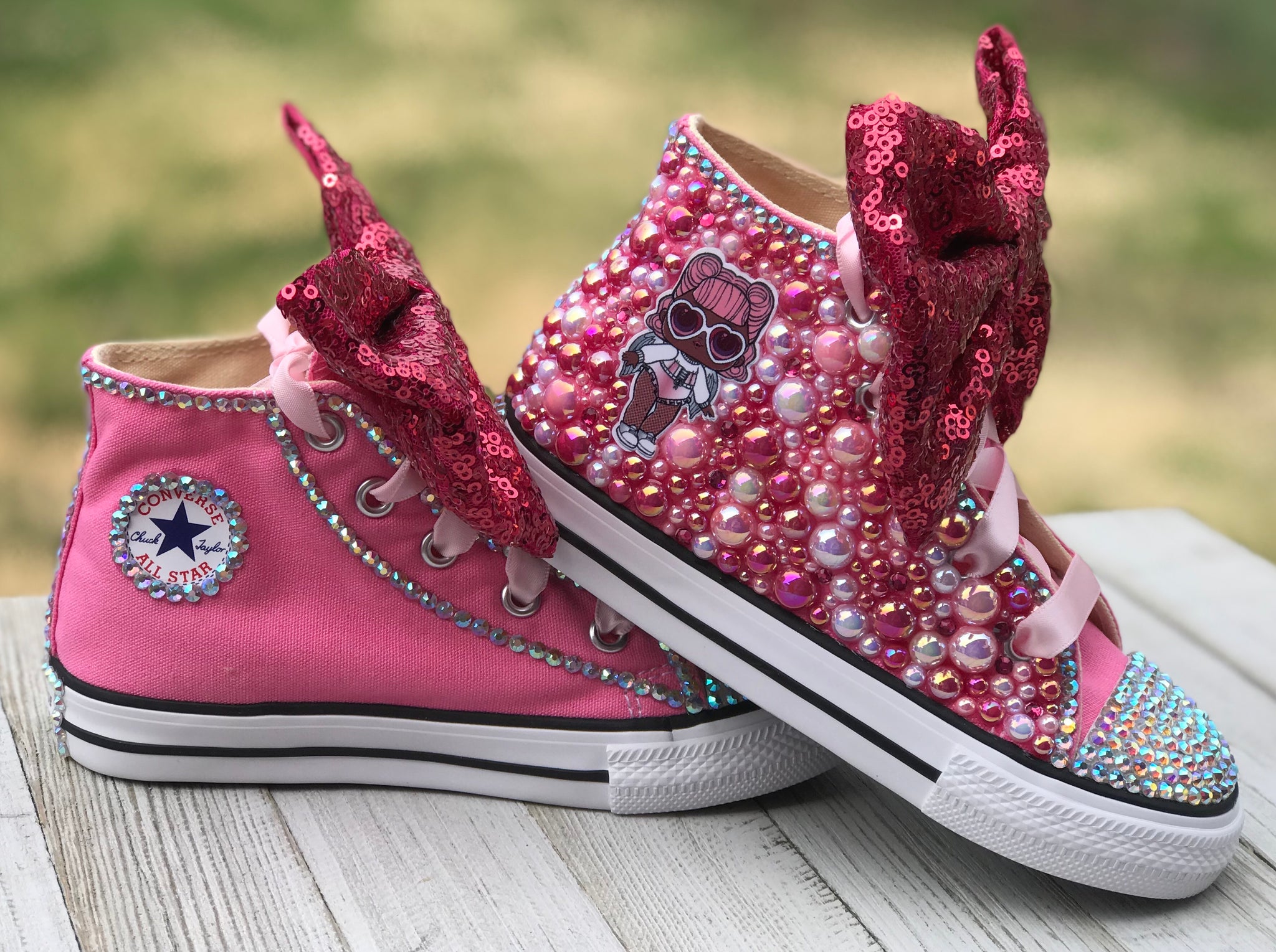 Pink Touch of Bling Converse Sneakers, Little Kids Shoe Size 11-3