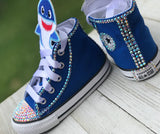 Baby Shark Blue Converse Sneakers, Little Kids Shoe Size 11-3, Blue Baby Shark
