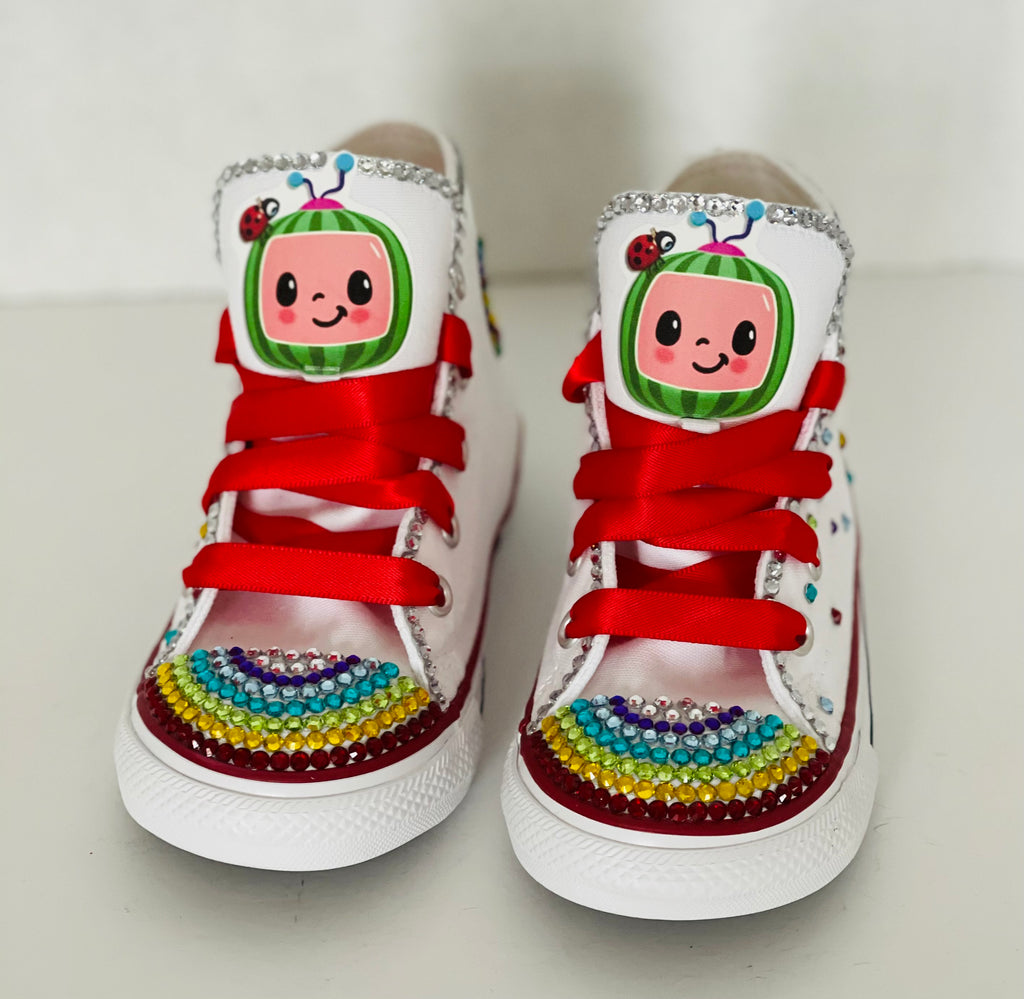 Cocomelon Blinged Converse, Little Kids Shoe Size 10-2