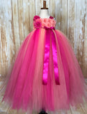 Fuchsia, Peach & Coral Tutu, Fuchsia Flower Girl Dress, Hot Pink Tutu Dress