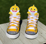 Baby Shark Converse, Infants and Toddler Shoe Size 2-9 (Hard Sole), Yellow Baby Shark