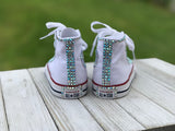 White Converse Bling Sneakers, Infants and Toddler Shoe Size 2-9 (Hard Sole)