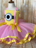 Minion Ribbon Tutu, Minion Tutu Dress, Pink Minion Costume, Girls Pink Minion Dress