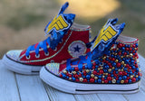 Wonder Woman Blinged Converse, Big Kids Shoe Size 3-6