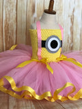 Minion Ribbon Tutu, Minion Tutu Dress, Pink Minion Costume, Girls Pink Minion Dress