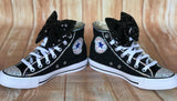 Black and White Converse Sneakers, Infants and Toddler Shoe Size 2-9 (Hard Sole)