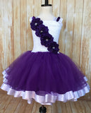 Purple and White Ribbon Trim Tutu, Purple Tutu Dress - Little Ladybug Tutus
