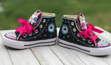 Baby Shark Blinged Converse Sneakers, Little Kids Shoe Size 10-2